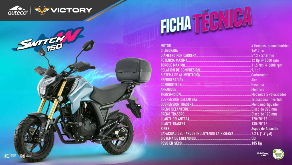 Ficha técnica Victory Switch - Moto para mujeres